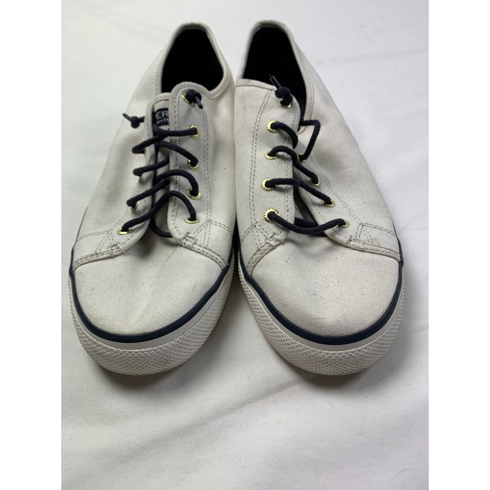 Sperry Top-Sider‎ Womens STS90549 SeaCoast IVORY Canvas Boat Shoe Sneakers Sz 12 - Picture 2 of 7
